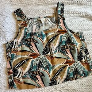 Garnet Hill printed linen top, Small, NWOT